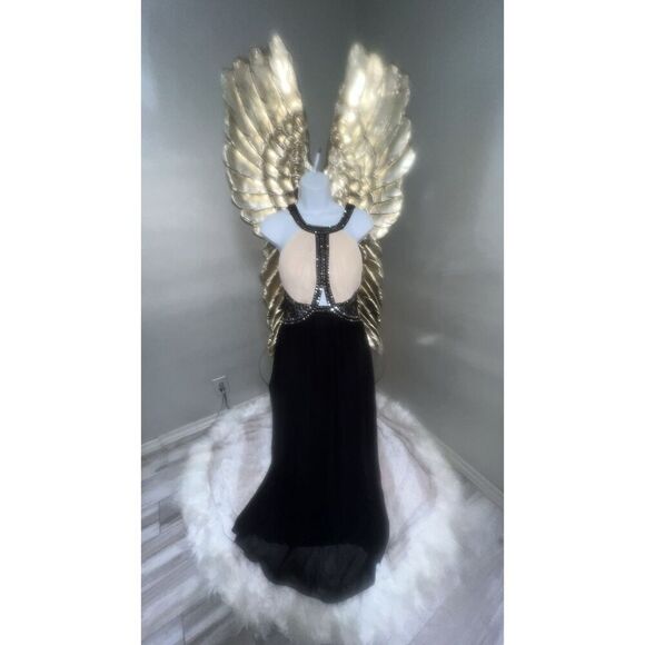 LITTLE MISTRESS Ladies Flare Dress Nude Black Cocktail Party Maxi Size 8 - Picture 1 of 16